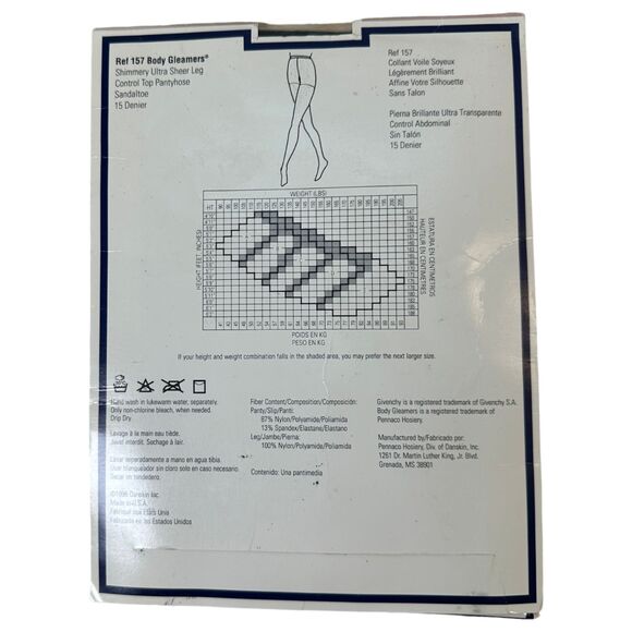 Givenchy Vintage 1996 Body Gleamers 157 Jet Black Control Pantyhose Size C NEW - Picture 5 of 5